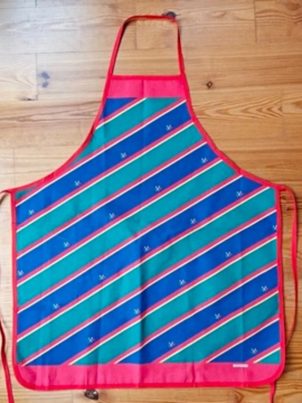 Vintage Zucchi Apron Italy Cotton Navy Red Green Stripe Nautical Yacht NEW NOS